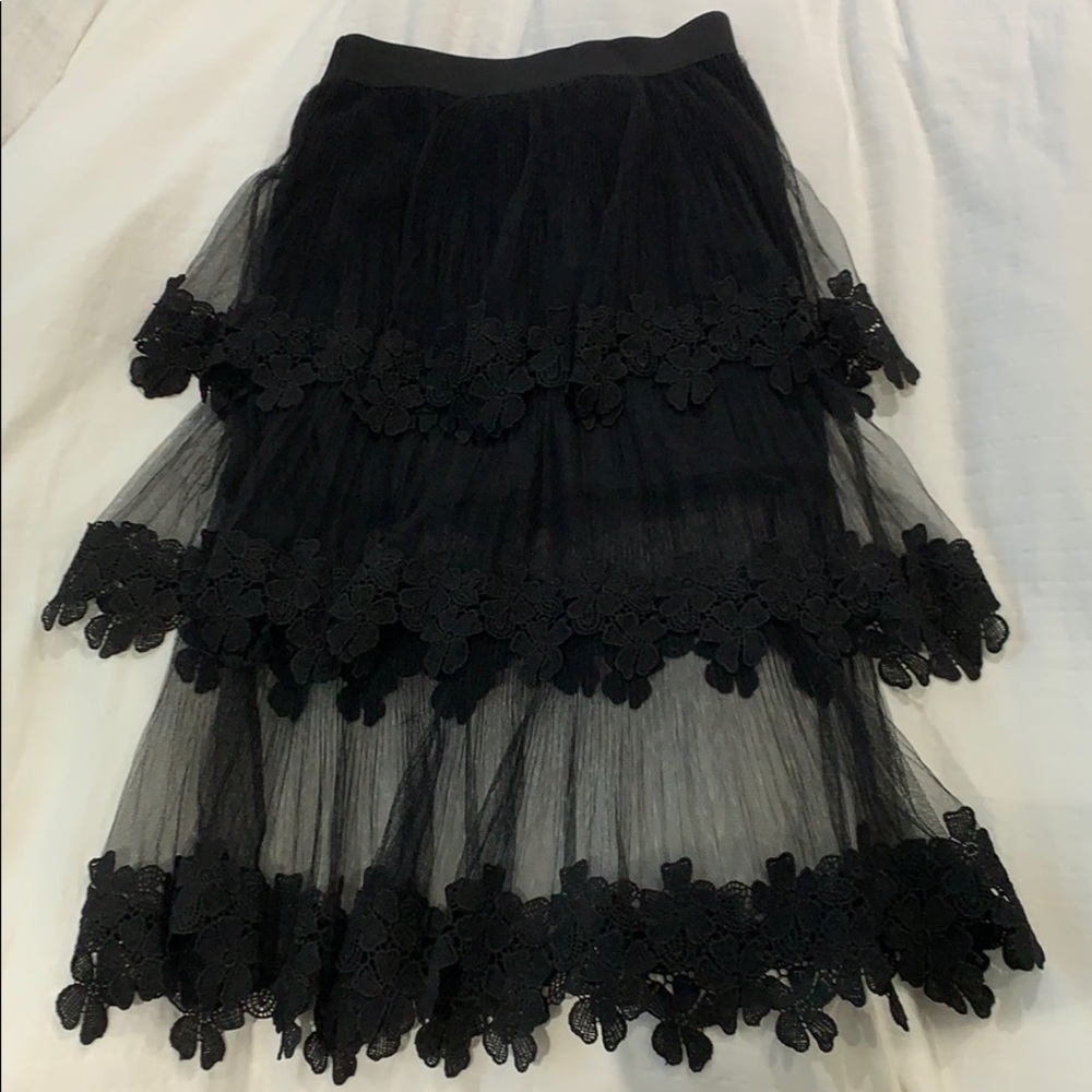 Black Sheer Lace Skirt